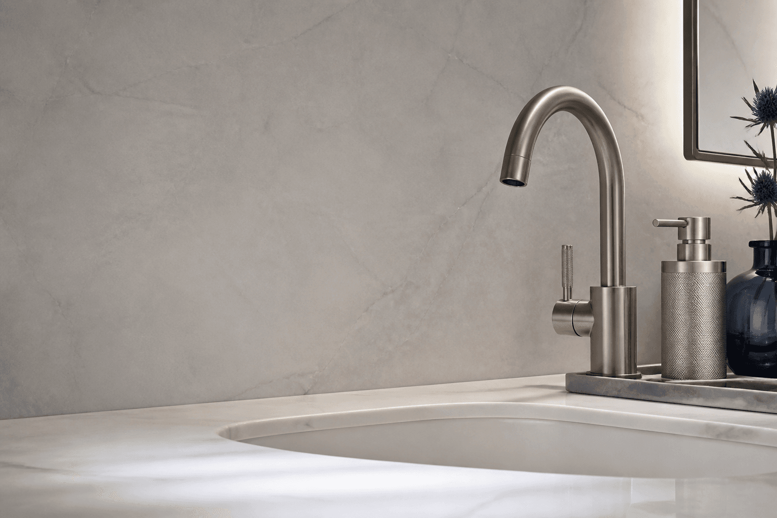 Premium bathroom faucet and basin detail