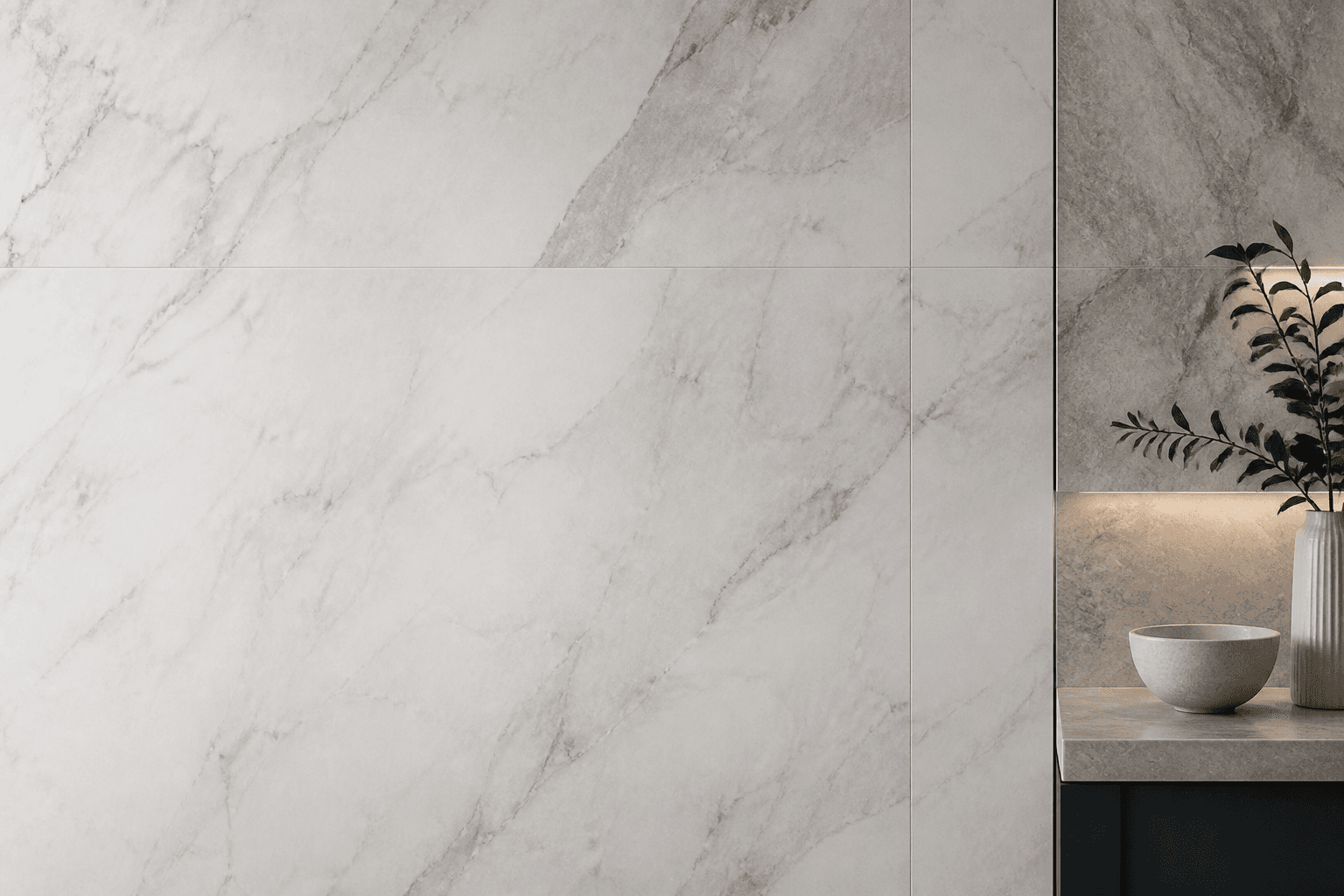 Large-format ceramic tile surface detail
