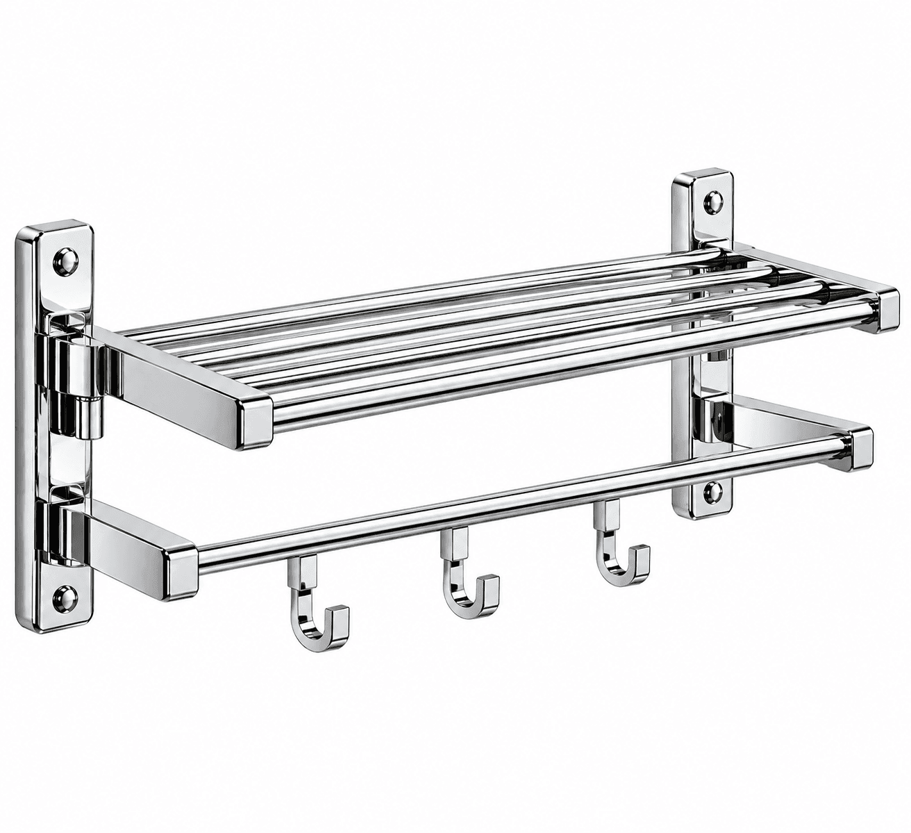 24 Inch Towel Rack with Hooks - Chrome, Pack of 1